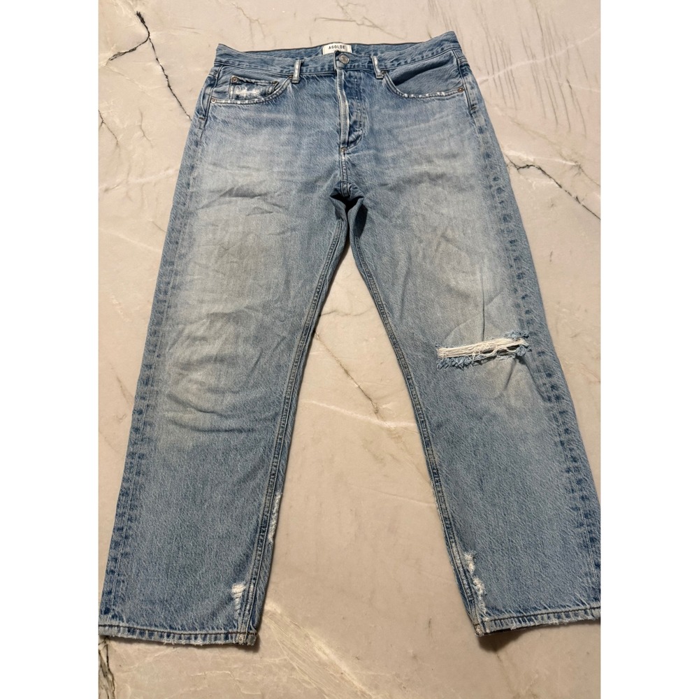 AGOLDE Parker Easy Straight Leg Jeans Light Wash Distressed Size 29 A113-1139